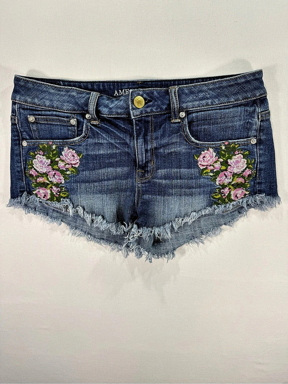 American Eagle Outfitters American Eagle Floral Embroidered Denim Cutoff Shorts